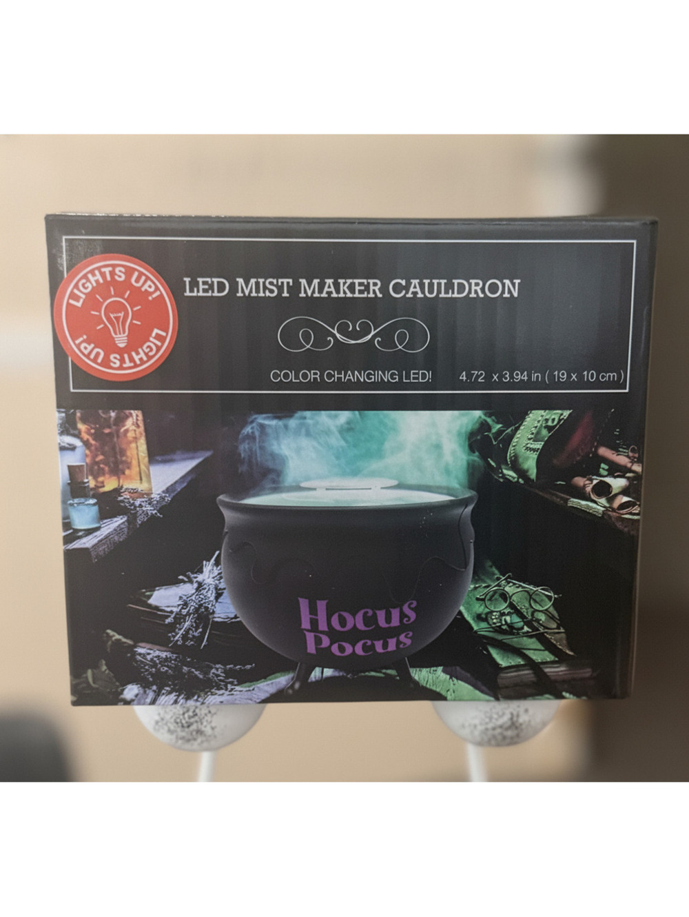 LED Mist Maker Cauldron with Color Changing LED Lights - Hocus Pocus Design, USB